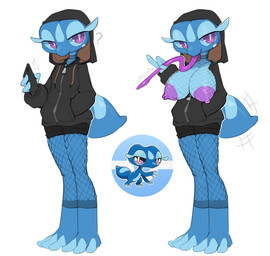 anthro bedroom_eyes big_breasts big_eyes biped black_clothing black_hoodie black_topwear blue_body blue_scales bodysuit breasts choker clothing female fishnet_bodysuit fishnet_clothing fishnet_leggings fishnet_legwear fishnet_skinsuit gesture hidden_buxom hood hoodie huge_breasts jewelry leggings legwear long_tongue looking_at_viewer narrowed_eyes necklace nipples non-mammal_breasts purple_eyes purple_tongue scales seductive skinsuit solo standing suggestive suggestive_gesture tail thick_tail tight_clothing tongue tongue_out topwear bwydxm nintendo pokemon pokemon_winds_and_waves gecqua generation_10_pokemon pokemon_(species) reptile scalie 2026 hi_res