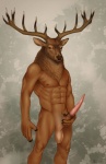 abs animal_genitalia animal_penis anthro antlers attached_sheath balls big_muscles biped brown_eyes brown_nipples cervine_genitalia cervine_penis cervine_sheath detached_sheath erection fingers genitals holding_own_sheath holding_sheath hooved_fingers hooves horn inner_ear_fluff lemon_testicles looking_at_viewer male medial_ring muscular muscular_anthro muscular_male neck_tuft nipples nude pattern_background pecs penis pose saggy_balls sheath simple_background solo standing stare tapering_penis tuft vein veiny_penis morticus cervine deer elk mammal portrait three-quarter_portrait