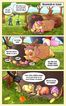 ambiguous_gender animal_noises bodily_fluids chirping death dialogue female feral gore group imminent_death killing log male outside poison sleeping text vomit vomiting wood young young_ambiguous young_feral inshi_(artist) fluffy_pony equid equine fluffy_pony_(species) human mammal 2023 5:8 absurd_res comic hi_res spanish_text translated