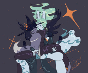 anthro balls blush bodily_fluids butt clitoris clothed clothing colored_vaginal_fluids cum dripping_vulva duo erection female flavored_pussy_juice fur genital_fluids genitals glowing glowing_pussy_juice hair hat headgear headwear licking magic_user male male/female male_penetrating markings mastectomy_scar nipples nude open_mouth partially_clothed penetration penile penile_penetration penis penis_in_vagina purple_body scar sex simple_background smile sparkles sparkling_bodily_fluids sparkling_cum sparkling_genital_fluids spread_legs spread_vulva spread_wings spreading star striped_body striped_fur stripes tail teal_body tongue tongue_out unusual_bodily_fluids unusual_cum unusual_genital_fluids unusual_vaginal_fluids vaginal vaginal_fluids vaginal_penetration visibly_trans vulva wings witch liliond crescentwhip_(vinetail) riverbrush_(vinetail) arctic_fox canid canine fox mammal true_fox digital_media_(artwork) hi_res trans_(lore) trans_man_(lore)