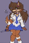 alternative_fashion anthro band-aid bandage brown_hair butterfly_knife clothed clothing collar female hair holding_knife holding_object j-fashion knife menhera shadowed_eyes solo yandere zhengfox canid canine mammal hi_res