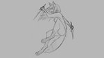 16:9 2019 action_pose anthro breasts canid canine dagger digital_drawing_(artwork) digital_media_(artwork) dual_wielding female fox genitals grey_background hair half-closed_eyes holding_object holding_weapon mammal melee_weapon monochrome narrowed_eyes nipples nude open_mouth pose pussy side_view simple_background sketch snout solo watsup weapon widescreen