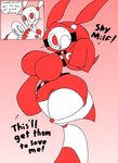 anthro big_breasts breasts clothed clothing cosplay curvy_figure dialogue female looking_at_viewer machine mask one_eye_closed solo text thick_thighs voluptuous wide_hips wink winking_at_viewer rexon02 mario_bros nintendo mom_bot_(rexon02) hybrid lagomorph leporid mammal rabbit robot shyguy absurd_res english_text hi_res