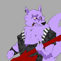 anthro clothing electric_guitar fur guitar jul musical_instrument plucked_string_instrument purple_body purple_fur smoking solo string_instrument lord_kaio hi_res