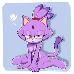 anthro areola black_nose breasts countershade_face countershade_torso countershading dipstick_hair dipstick_tail female forehead_gem gem glistening glistening_nose hair half-closed_eyes kneeling markings narrowed_eyes nipples nude paws pointy_ears purple_body small_breasts solo spread_legs spreading tail tail_markings tied_hair yellow_eyes ari_dibujitos sega sonic_the_hedgehog_(series) blaze_the_cat domestic_cat felid feline felis mammal 1:1 absurd_res hi_res