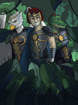 amber_eyes anthro armor beak blue_body blue_cape blue_clothing blue_feathers blue_gem brown_nose cape clothing crown eye_scar facial_scar feathered_wings feathers female feral fur gem gold_(metal) gold_crown gold_tiara green_body green_scales group hair headgear male multicolored_body red_hair red_spikes scales scar silver_(metal) silver_armor silver_bracelet silver_clothing tan_body tan_fur tiara trio two_tone_body white_body white_feathers wings yellow_beak miron123456854 legends_of_chima lego cragger_(legends_of_chima) eris_(legends_of_chima) laval_(legends_of_chima) accipitrid accipitriform avian bird crocodile crocodilian eagle felid lion mammal pantherine reptile scalie 2017 3:4 hi_res