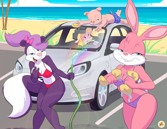 accessory anthro beach bedroom_eyes bikini bow_ribbon breast_grab breasts car car_wash cleavage clothed clothing female group hair_accessory hair_bow hair_ribbon hand_on_breast hand_on_own_breast hose inside_car inside_vehicle knock-kneed legs_together looking_at_viewer male narrowed_eyes navel palm_tree parking_lot plant ribbons seaside seductive sponge swimming_trunks swimwear tree two-piece_swimsuit vehicle furboz animaniacs tiny_toon_adventures warner_brothers babs_bunny fifi_la_fume hamton_j._pig minerva_mink domestic_pig lagomorph leporid mammal mephitid mink mustelid musteline rabbit skunk striped_skunk suid suine sus_(pig) true_musteline 2022 unavailable_at_source