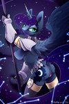 2016 absurd_res anthro anthrofied anus areola armor ashley-arctic-fox blue_body blue_feathers breasts butt clothing constellation cutie_mark digital_media_(artwork) dock_(anatomy) english_text equid equine feathered_wings feathers female friendship_is_magic genitals gloves handwear hasbro hi_res horn legwear lidded_eyes looking_at_viewer looking_back mammal my_little_pony mythological_creature mythological_equine mythology nipples nude outline patreon patreon_logo patreon_username princess_luna_(mlp) pussy raised_tail side_boob solo spread_wings staff tail text thick_thighs unconvincing_armor unicorn_horn valkyrie winged_unicorn wings