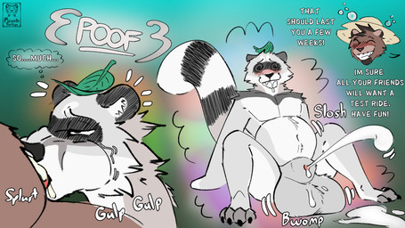 after_transformation animal_genitalia anthro balls belly big_balls blush bodily_fluids cum cum_in_mouth cum_inside cum_on_face cum_while_sheathed drinking drinking_cum drunk duo erection fellatio flaccid fur genital_fluids genitals gulp_(sound_effect) huge_balls leaf magic male male/male male_penetrated male_penetrating male_penetrating_male muscular nude oral oral_penetration overweight penetration penile penis sex sheath simple_background species_transformation spiral spiral_eyes substance_intoxication swallowing tail tanuki_leaf text transformation transformation_sequence transformation_through_sex white_body white_fur picantetortuga arctic_fox canid canine fox mammal raccoon_dog tanuki true_fox 16:9 4k absurd_res digital_media_(artwork) english_text hi_res sequence widescreen