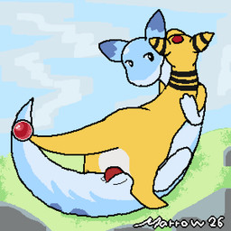 animal_genitalia anthro anthro_on_feral anthro_penetrated bestiality black_markings blue_body bodily_fluids duo female female_penetrated feral feral_penetrating feral_penetrating_anthro genital_fluids genital_slit genitals hug male male/female male_penetrating male_penetrating_female markings nude penetration penile penile_penetration penis penis_in_vagina red_penis sex tail tapering_penis vaginal vaginal_fluids vaginal_penetration yellow_body marrowkopticon nintendo palworld pocketpair pokemon ampharos chillet generation_2_pokemon pal_(species) pokemon_(species) 1:1 2026 2d_animation aliasing animated binary_drawing crossover dated digital_drawing_(artwork) digital_media_(artwork) loop pixel_(artwork) pixel_animation signature