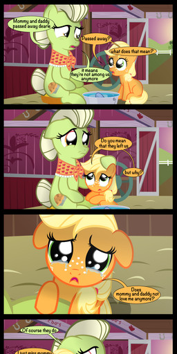 2013 amber_eyes applejack_(mlp) barn blonde_hair bucket cloth coltsteelstallion comic crying cutie_mark dialog english_text equine female feral freckles friendship_is_magic granny_smith_(mlp) grass green_eyes grey_hair hair horse my_little_pony outside pony sad text tree upset water wheel young
Rating: Safe
Score: 6
User: 2DUK
Date: June 28, 2013