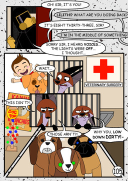 brown_body brown_fur caged candy clothing dessert dialogue emergency feral food fur gloves gold_(metal) gold_tooth handwear lollipop male plushie poster radiation_suit speech_bubble text yellow_clothing yellow_gloves yellow_handwear redundantmodule 101_dalmatian_street 101_dalmatians disney fergus_(101_dalmatians) canid canine canis domestic_dog fox mammal red_fox true_fox comic english_text hi_res