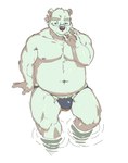 anthro belly bulge cigarette clothing eyewear fur glasses male musclegut muscular navel nipples partially_submerged pecs sitting smoking solo speedo swimwear white_body white_fur p1c0_p1c0 lifewonders tokyo_afterschool_summoners leib_(tas) bear mammal polar_bear ursine hi_res