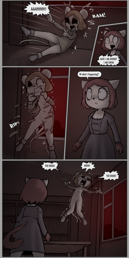 anthro bodily_fluids bottomless bottomless_female breasts cleavage clothed clothing confusion constricted_pupils duo eyeshadow feet female footwear genitals invisible makeup natural_breasts navel nipples no_underwear nude nude_female onomatopoeia parody peril pupils ryona scared screaming shocked small_pupils socks soles sound_effects struggling tearing_clothing tears text toes torn_clothing upskirt upskirt_view violence vulva yelling e254e the_shambler_from_the_stars emma_(e254e) domestic_cat felid feline felis mammal mouse murid murine rodent absurd_res hi_res