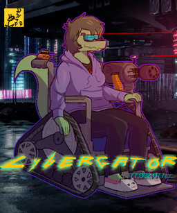 anthro clothing cyberpunk disability female fingers footwear gatling_gun green_body green_hair green_scales gun hair hoodie machine_gun minigun outside paraplegic photo_background ranged_weapon scales shoes sitting slippers smile snout solo text topwear vehicle visor weapon wheelchair lefemdoc cavemanon_studios cd_projekt_red cyberpunk_2077 i_wani_hug_that_gator snoot_game metal_gear_raymba olivia_halford baryonyx dinosaur prehistoric_species reptile scalie spinosaurid theropod 2023 5:6 absurd_res digital_drawing_(artwork) digital_media_(artwork) english_text hi_res photography_(artwork) watermark