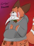 anthro blush bottomless carrying_another clothed clothing duo eyebrows grey_clothing hoodie hoodie_only inside_clothing male open_mouth orange_body simple_background size_difference smile text thick_eyebrows topwear topwear_only white_body rockpankake roi_(rockpankake) ailurid mammal red_panda 2024 colored colored_sketch digital_media_(artwork) english_text firealpaca_(artwork) hi_res sketch