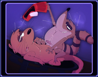 anal anal_penetration anthro anthro_on_anthro anthro_penetrated anthro_penetrating anthro_penetrating_anthro balls bite biting_lip biting_own_lip black_nose blush blush_lines bodily_fluids border brown_body brown_fur clothing duo foreskin fur fur_tuft genital_fluids genitals half-erect hat head_tuft headgear headwear holding_clothing holding_hat holding_headgear holding_headwear holding_object interspecies looking_pleasured lying male male/male male_penetrated male_penetrating male_penetrating_male markings motion_lines narrowed_eyes nude on_back on_bottom on_top open_mouth orgasm orgasm_face penetration penis precum precum_string reverse_cowgirl_position self_bite sex shaking striped_markings striped_tail stripes tail tail_markings tan_body tan_fur teeth thick_tail tongue trampoline transparent_border trembling tuft whiskers the-alfie-incorporated cartoon_network regular_show doug_shablowski rigby_(regular_show) mammal mustelid otter procyonid raccoon alpha_channel hi_res
