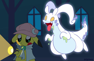 clothing duo fangs flashlight floating glowing hat headgear headwear pink_clothing pink_hat pink_headwear teeth tongue tongue_out type:gif white_body yellow_eyes kelpcheep mario_bros nintendo pokemon boo_(mario) generation_1_pokemon generation_6_pokemon ghost goodra hybrid pikachu pokemon_(species) spirit 2d_animation animated animated_gif short_playtime