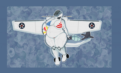 aircraft airplane anthro areola back_wings ball beach_ball belly big_belly big_breasts bikini bikini_bottom bikini_top bottomwear breasts clothed clothing cockpit female fin inflatable machine metallic_body navel non-mammal_breasts non-mammal_navel not_furry overweight overweight_anthro overweight_female pby-5a pby-5a_catalina propeller simple_background skimpy smile solo swimwear tail tail_fin thick_thighs topwear two-piece_swimsuit vehicle wheel wheel_feet white_body wide_hips wings merusartz pby_catalina aeromorph living_aircraft living_machine living_vehicle digital_media_(artwork) hi_res