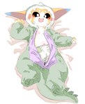 anthro blush clean_diaper clothed clothing costume diaper diaper_under_clothing diaper_under_onesie exposed_diaper kemono lying male navel on_back onesie open_mouth open_onesie pawpads smile solo teeth wearing_diaper young young_anthro zipper zipper_down lang_yus league_of_legends riot_games tencent gnar_(lol) yordle hi_res