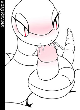 balls bestiality blush bodily_fluids cum cum_in_mouth cum_inside duo erection faceless_character faceless_male female female_feral feral first_person_view genital_fluids genitals human_on_feral humanoid_genitalia humanoid_penis interspecies male male/female male_human male_on_feral oral penis pokephilia rattle_(anatomy) red_eyes sex simple_background white_background yttriumi2f nintendo pokemon ekans generation_1_pokemon human mammal pokemon_(species) reptile scalie snake absurd_res digital_media_(artwork) hi_res