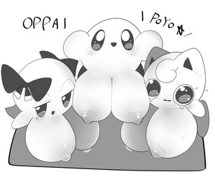 ambiguous_gender big_breasts blush bodily_fluids breasts female group nipples not_furry open_mouth ribbons simple_background tears ebi10000000000 kirby_(series) mario_bros nintendo paper_mario pokemon kirby lady_bow generation_1_pokemon ghost jigglypuff pokemon_(species) spirit waddling_head 2019 6:5 hi_res monochrome