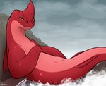 female feral fin genitals looking_at_viewer lying on_back presenting presenting_pussy pussy red_body sea seductive solo water conditional_dnp pikajota the_sea_beast red_(the_sea_beast) kaiju marine red_bluster sea_monster 2022 hi_res