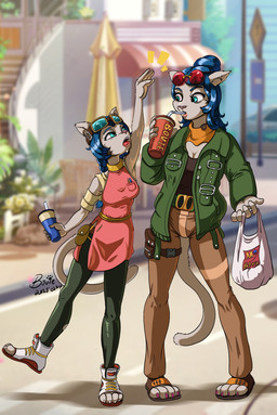 claws clothing coat duo female female/female footwear toe_claws topwear bovie felid feline humanoid mammal absurd_res hi_res sibling_(lore) sister_(lore)