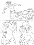 2013 anthro blush butt cheetah comic duo felid feline female ftm_transformation gender_transformation genitals human male mammal monochrome paws penile_spines penis pussy ripping sabretoothed_ermine safari transformation