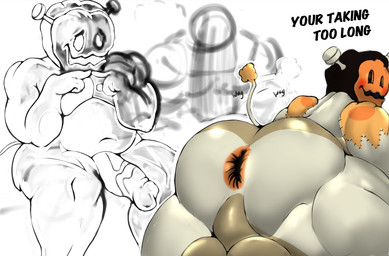 anthro blush for_a_head genitals male muscular muscular_anthro muscular_male penis pumpkin_head rear_view slightly_chubby slightly_chubby_male solo_focus thick_thighs vein veiny_penis soulesx0 deltarune undertale_(series) jackenstein darkner object_head