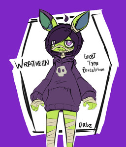 alternative_fashion ambiguous_gender anthro bandage bottomless clothed clothing emo green_body purple_clothing purple_topwear solo topwear urbanfoxgamer nintendo pokemon eeveelution pokemon_(species) undead wraitheon zombie hi_res