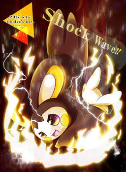 ambiguous_gender attack black_body black_fur electricity electricity_manipulation electrogenesis elemental_manipulation feral flying fur looking_back solo text white_body white_fur shiimi_kro emolga_day nintendo pokemon pokemon-specific_day emolga generation_5_pokemon pokemon_(species) 2017 dated english_text hi_res signature