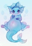 3_toes belly bent_legs big_belly blue_background blue_body blue_skin blue_tail blush bubble ear_frill eyelashes feet female female_feral feral fin frill_(anatomy) gradient_background head_crest head_frill light neck_frill pawpads pink_eyes pink_pawpads pregnant pregnant_female pregnant_feral quadruped simple_background solo tail tail_fin toes black_kitty nintendo pokemon eeveelution generation_1_pokemon pokemon_(species) vaporeon 2015 colored_sketch digital_drawing_(artwork) digital_media_(artwork) english_description lighting shaded sketch