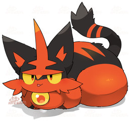 ambiguous_feral ambiguous_gender big_butt black_body black_ears black_fur black_tail blep butt cheek_tuft facial_tuft feral fur head_tuft huge_butt kemono loaf looking_at_viewer lying multicolored_body multicolored_fur multicolored_tail on_front orb quadruped red_body red_eyes red_fur red_inner_ear red_tail simple_background solo tail tail_tuft three-quarter_view tongue tongue_out tuft two_tone_body two_tone_fur two_tone_tail white_background yellow_sclera tontaro nintendo pokemon felid feline generation_7_pokemon mammal pokemon_(species) torracat 1:1 2025 colored digital_media_(artwork) full-length_portrait hi_res portrait shaded signature watermark