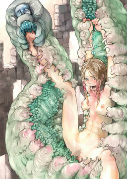 barefoot breasts captured duo feet female foot_fetish forced humanoid_feet multi_limb nightmare_fuel not_furry penetration plantigrade rape sex size_difference small_breasts tentacles vaginal vaginal_penetration オトマ・メイ arthropod caterpillar human insect larva mammal monster hi_res