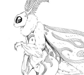 antennae_(anatomy) big_eyes black_sclera claws curvy_figure female insect_wings solo voluptuous wings sunibee arthropod insect lepidopteran moth monochrome