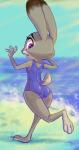 anthro butt clothing female one-piece_swimsuit solo swimwear tight_clothing jobbythehong disney zootopia judy_hopps lagomorph leporid mammal rabbit hi_res