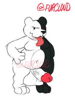 anthro balls belly big_balls big_penis black_body black_fur erection foreskin fur genetic_chimerism genitals glans huge_balls huge_penis hyper hyper_balls hyper_genitalia hyper_penis male moobs navel paws penis plushie plushie-like red_glans sharp_teeth smug solo teeth thick_thighs tongue tongue_out toy white_body white_fur white_penis silixnh_(artist) danganronpa spike_chunsoft monokuma bear mammal hi_res