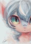 :3 ambiguous_gender anthro green_eyes grey_hair hair looking_at_viewer short_hair solo rady-wolf rufen felid feline mammal hi_res portrait signature