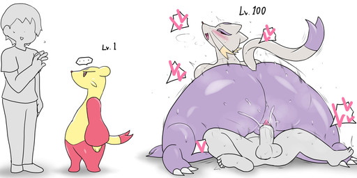 anthro big_butt biped blush bodily_fluids breasts butt erection female genitals group hair heart_symbol huge_butt huge_thighs interspecies male male/female multicolored_body penetration penile penile_penetration penis pokephilia purple_body red_body sex speech_bubble sweat thick_thighs vaginal vaginal_penetration vulva white_body yellow_body enigi09 nintendo pokemon generation_5_pokemon human mammal mienfoo mienshao pokemon_(species) hi_res
