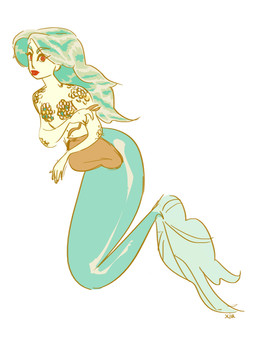female hair looking_at_viewer pale_skin purse red_eyes scales solo split_form xiunens mermay aquatic fish humanoid merfolk 2018 absurd_res digital_drawing_(artwork) digital_media_(artwork) hi_res