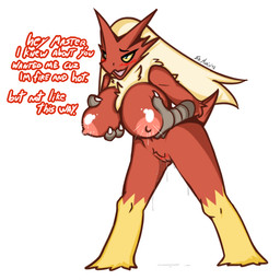 3_fingers anthro areola big_breasts blush bodily_fluids breast_squeeze breasts dialogue dripping feet female fingers genital_fluids genitals half-closed_eyes hand_on_breast holding_breast huge_breasts lactating master narrowed_eyes nipples non-mammal_nipples open_mouth open_smile ownership seductive simple_background smile smug solo squeezing talons teasing text toes vaginal_fluids vulva white_background srmario nintendo pokemon blaziken generation_3_pokemon pokemon_(species) 1:1 broken_language english_text