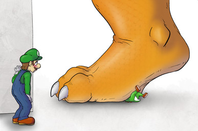 3_toes being_watched blue_clothing blue_overalls blush brown_hair claws clothed clothed_human clothed_male clothing extreme_size_difference facial_hair feet foot_fetish foot_focus footwear fully_clothed fully_clothed_human fully_clothed_male gloves green_body green_clothing green_hat green_headwear green_skin group hair handwear hat headgear headwear jealous king legs_up looking_at_another male male/male micro mustache overalls peeking_around_corner plantigrade raised_heel royalty shoes simple_background size_difference stomped stomping tail toe_claws toes topwear trio underfoot watching_from_afar yellow_body kiwifizz mario_bros nintendo bowser luigi yoshi_(character) dinosaur green_yoshi human koopa mammal prehistoric_species reptile scalie yoshi colored digital_drawing_(artwork) digital_media_(artwork) hi_res