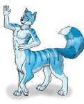 2019 4_fingers animal_genitalia barely_visible_genitalia barely_visible_sheath black_nose blue_body blue_fur canid canid_taur canine canine_taur canis chest_tuft claws darius_blueflame digitigrade dipstick_tail fingers fluffy fluffy_tail fully_sheathed fur genitals gesture green_eyes hair henryweasel looking_at_viewer male mammal mammal_taur markings multicolored_tail navel nude open_mouth pecs quadruped shadow sheath simple_background solo standing striped_body striped_fur stripes tail tail_markings taur teeth tongue tuft waving white_background white_body white_fur wolf wolf_taur