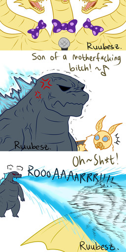 3_heads anthro female horn humor male multi_head parody profanity singing text wings ruubeszdraws european_mythology godzilla_(series) greek_mythology monsterverse mothra_(series) mythology toho godzilla king_ghidorah mothra rodan_(toho) arthropod dragon ghidorah_(species) hydra insect kaiju lepidopteran mammal monster moth mythological_creature mythological_scalie prehistoric_species pteranodon pteranodontid pterosaur reptile scalie western_dragon 2019 absurd_res comic english_text hi_res long_image tall_image