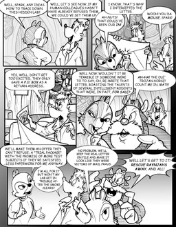 anthro buckteeth chair clothing coat detailed_background dialogue facial_hair furniture group happy lab_coat mail male mustache plant plant_pot postage_stamp potted_plant smile smirk snap sweater table teeth topwear turtleneck wall_(structure) wood wood_wall chris_fischer chip_'n_dale_rescue_rangers disney chip_(disney) dale_(disney) monterey_jack_(cdrr) sparky_(cdrr) chipmunk ground_squirrel mammal mouse murid murine rodent sciurid hi_res