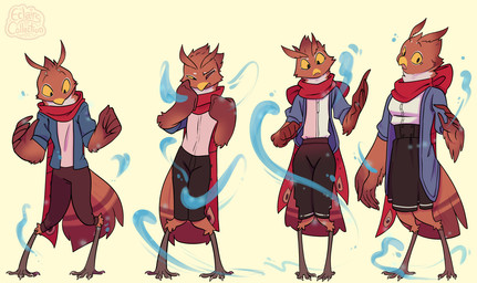 anthro bottomwear breasts clothing feathers female gender_transformation jacket magic male mtf_transformation pants shirt solo tail tail_feathers topwear transformation transformation_through_magic eclairscollection avian hi_res
