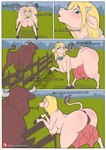 duo female feral growth male male/female teats transformation udder_growth udders splashtf bovid bovine cattle mammal absurd_res comic hi_res