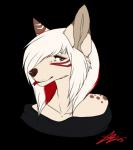 anthro female forked_tongue hair half-closed_eyes looking_at_viewer narrowed_eyes simple_background solo tongue tongue_out transparent_background white_hair dotsfa canid canine mammal alpha_channel