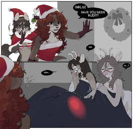 5_fingers anthro antlers bed biped blush bra breasts clothed clothed_anthro clothed_female clothing eyes_closed female fingers fur furniture gloves group hair handwear hat headgear headwear holidays horn open_mouth piercing pillow smile tail teeth tongue underwear raccoattack christmas angel_(raccoattack) racc_(raccoattack) deer mammal mustelid new_world_deer otter procyonid raccoon reindeer 2025 digital_drawing_(artwork) digital_media_(artwork) hi_res